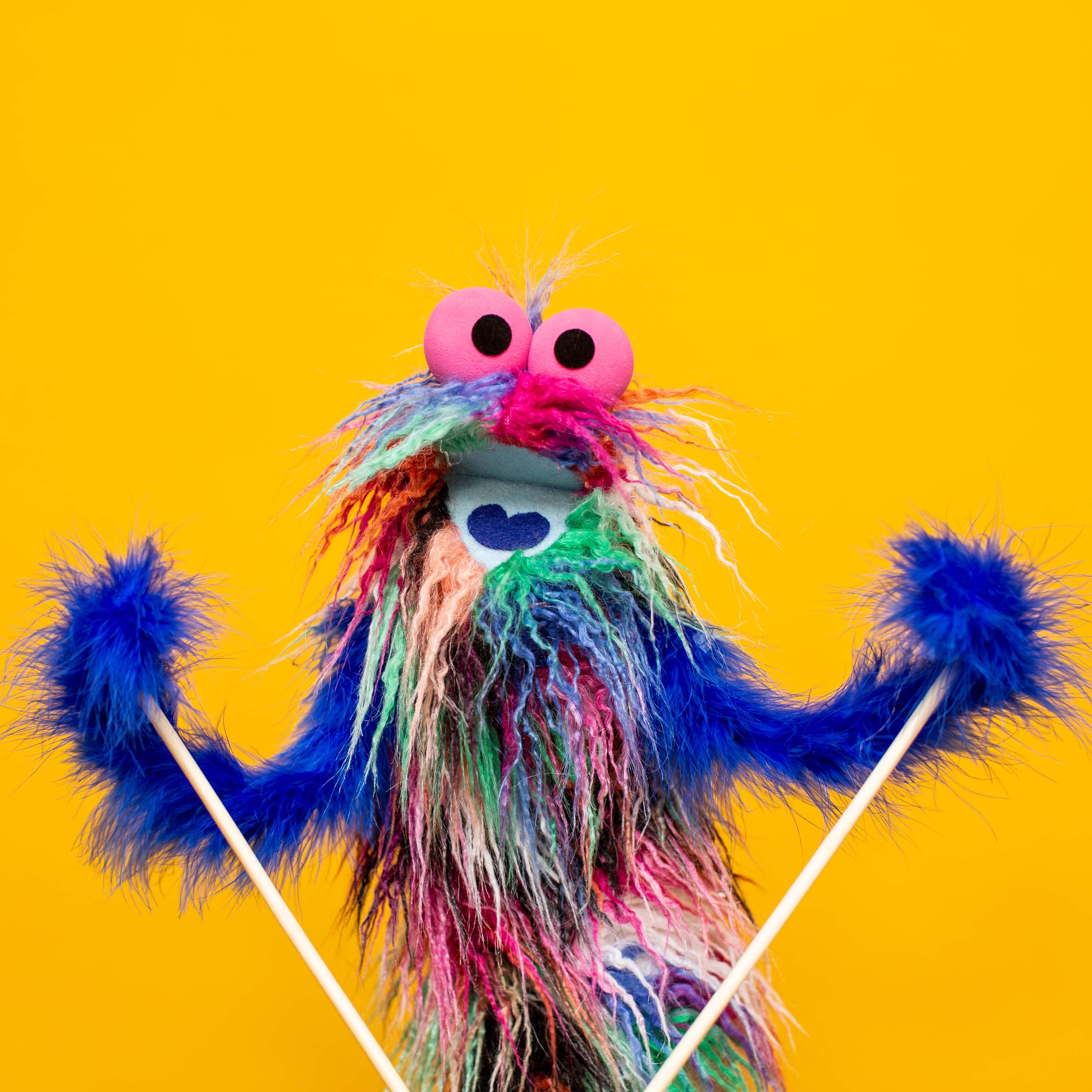 Clay Hand & Rod Puppet Ragmop & Goose