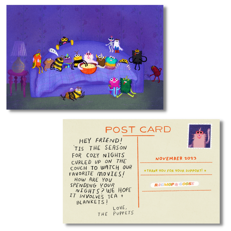 November 2023 - Puppet Movie Night - Exclusive Patreon Postcard