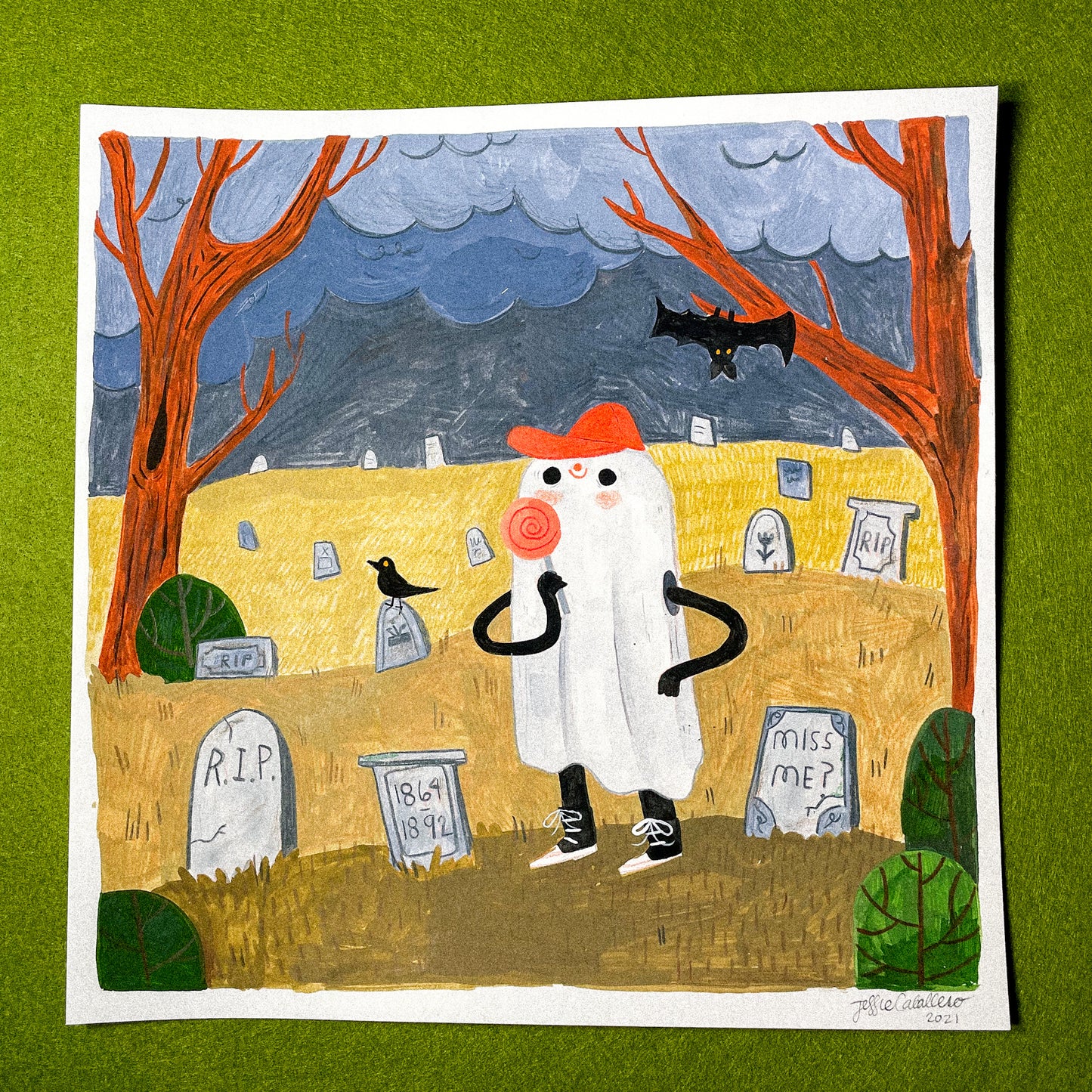Stanley The Ghost - Original Gouache Painting