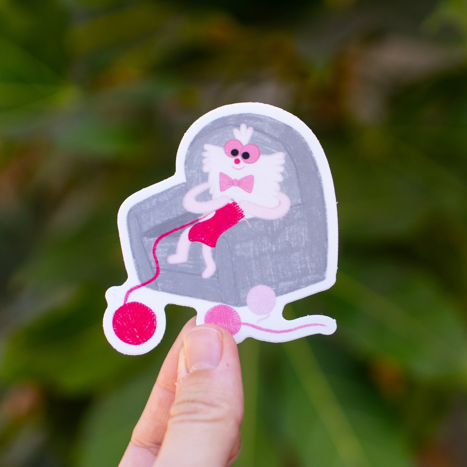 2024 November Sticker - Pinky Knitting - Patreon Exclusive – Ragmop & Goose