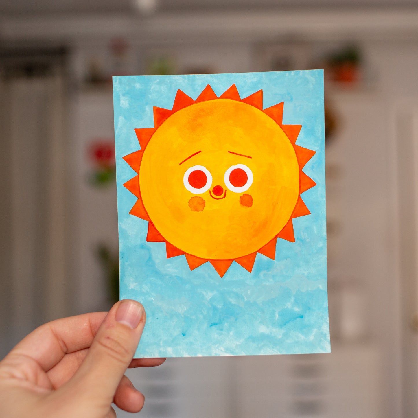 Happy Sun - Original Gouache Painting