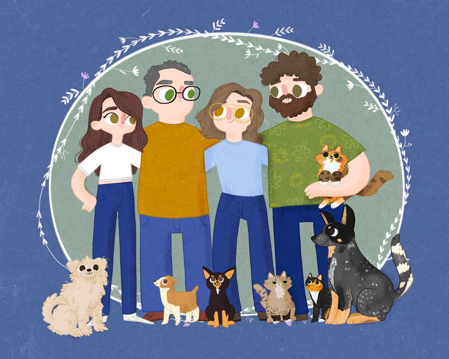 Custom Commission Family/Couple/Sibling/Best Friend/Pet Portrait Illustration Gift