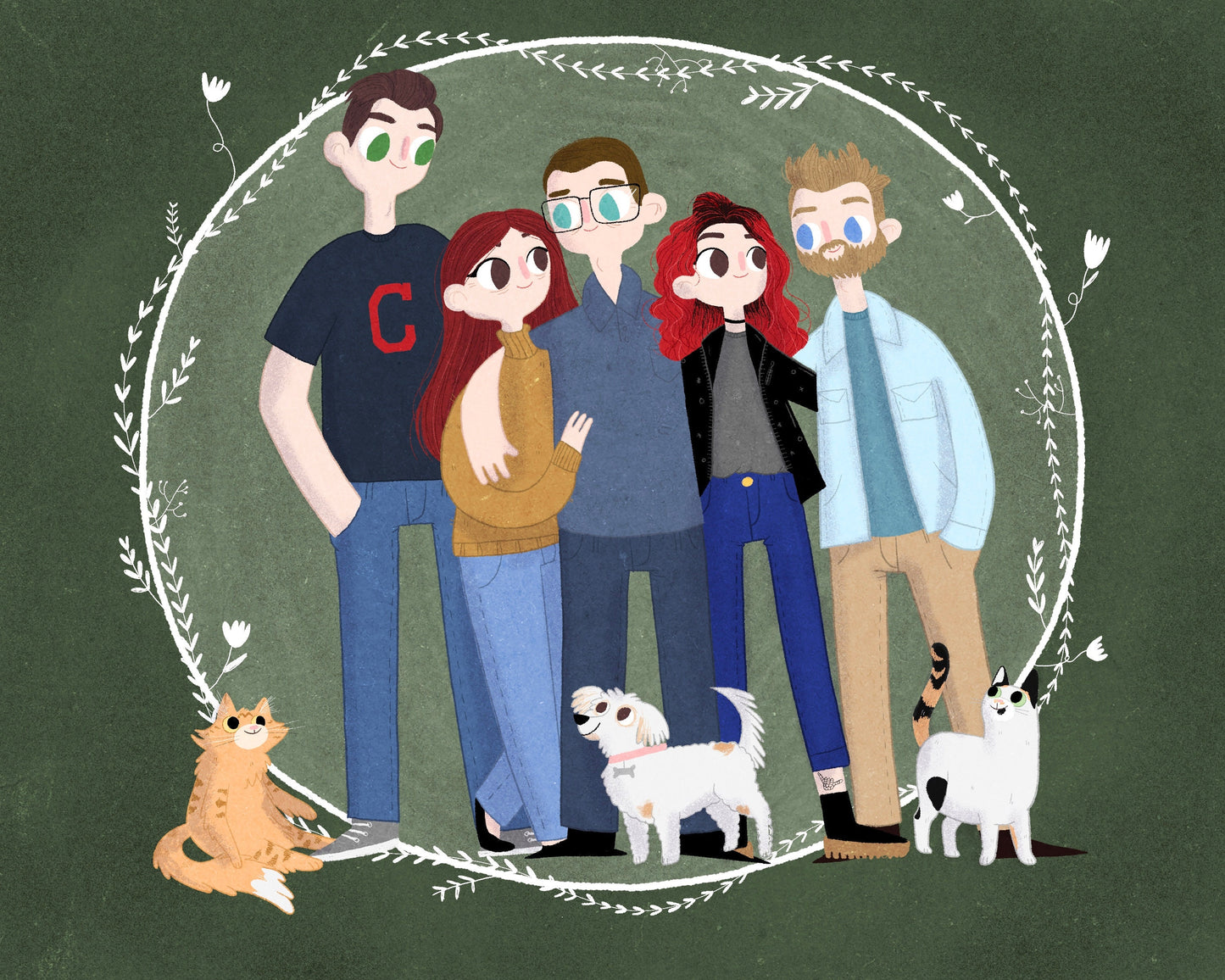 Custom Commission Family/Couple/Sibling/Best Friend/Pet Portrait Illustration Gift