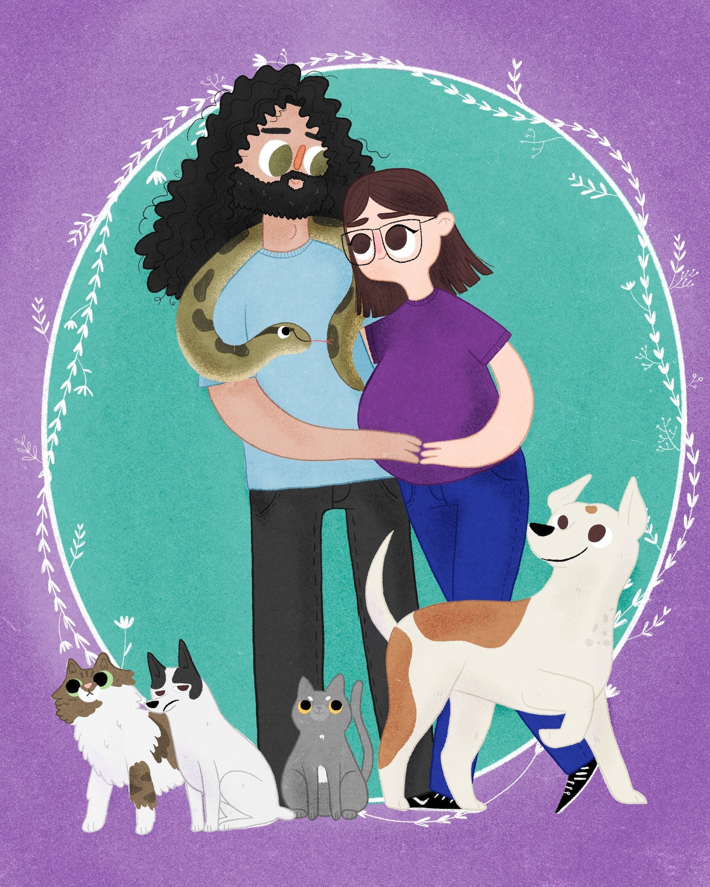 Custom Commission Family/Couple/Sibling/Best Friend/Pet Portrait Illustration Gift